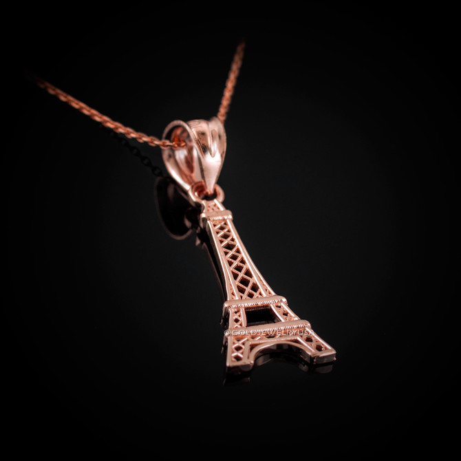 Rose Gold Paris Eiffel Tower Travel Charm Necklace