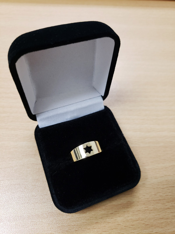 Polished Gold Star of David Ring Band