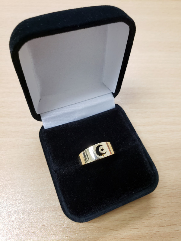 Polished Gold Islamic Crescent Moon Ring Band