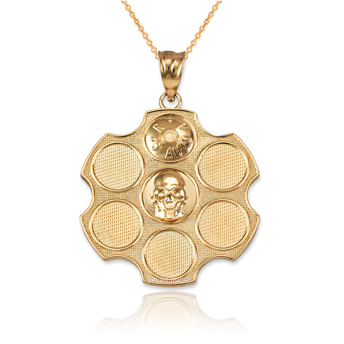 Yellow Gold Russian Roulette Pendant Necklace