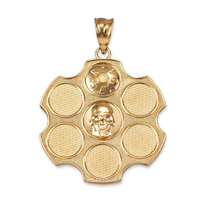 Yellow Gold Russian Roulette Pendant Necklace