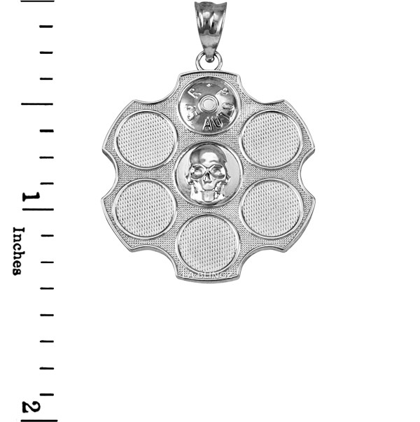 White Gold Russian Roulette Pendant Necklace