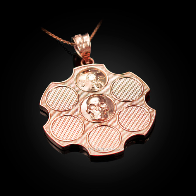 Rose Gold Russian Roulette Pendant Necklace