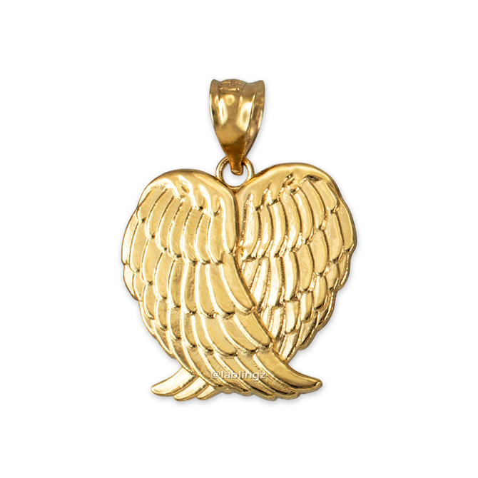 Yellow Gold  Angel Wings Pendant Necklace