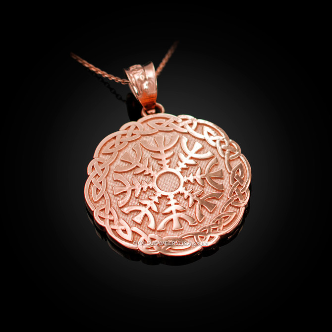 Rose Gold Viking Compass Pendant Necklace