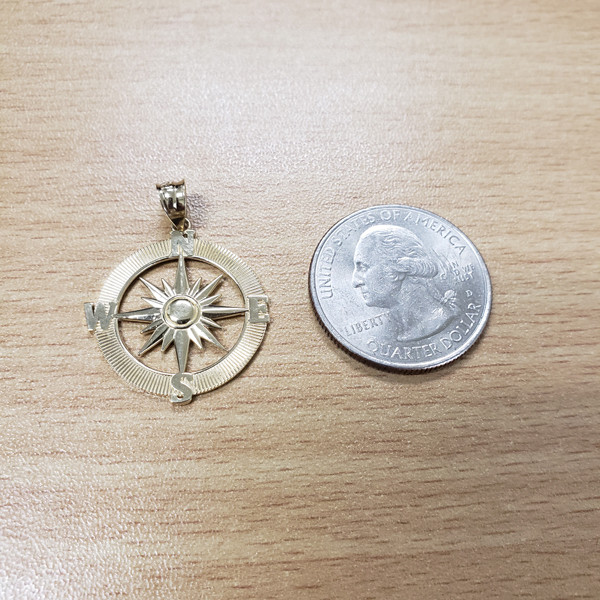 Yellow Gold Compass Pendant Necklace