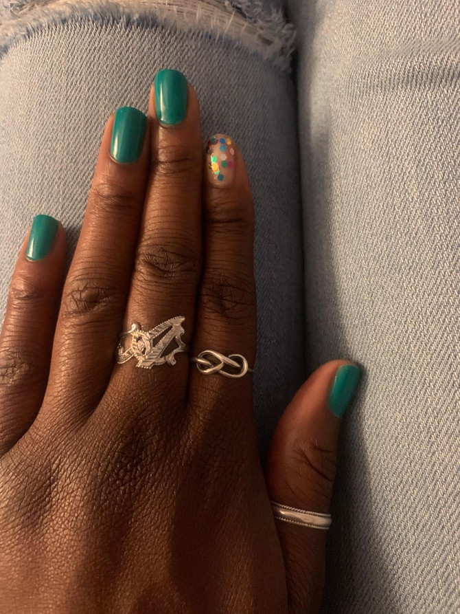 White Gold Sparkle-Cut Letter Initial Script Ring