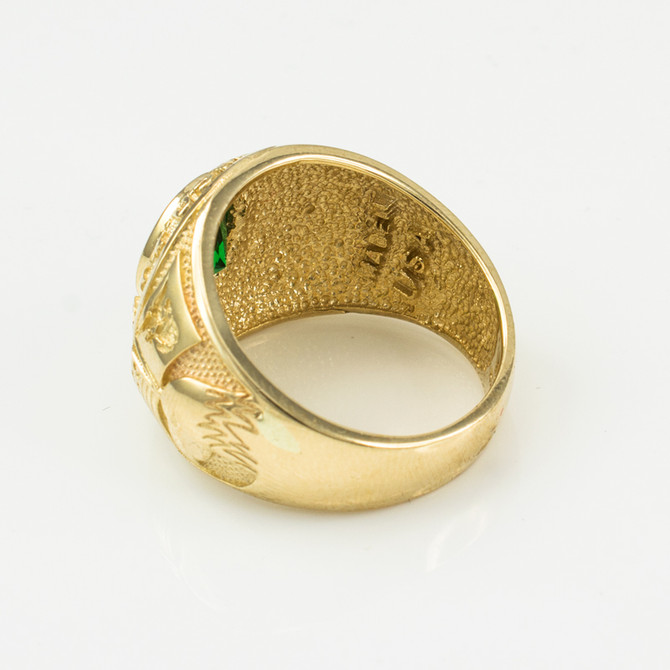 Yellow Gold US Marine Core USMC Mens Birthstone Ring