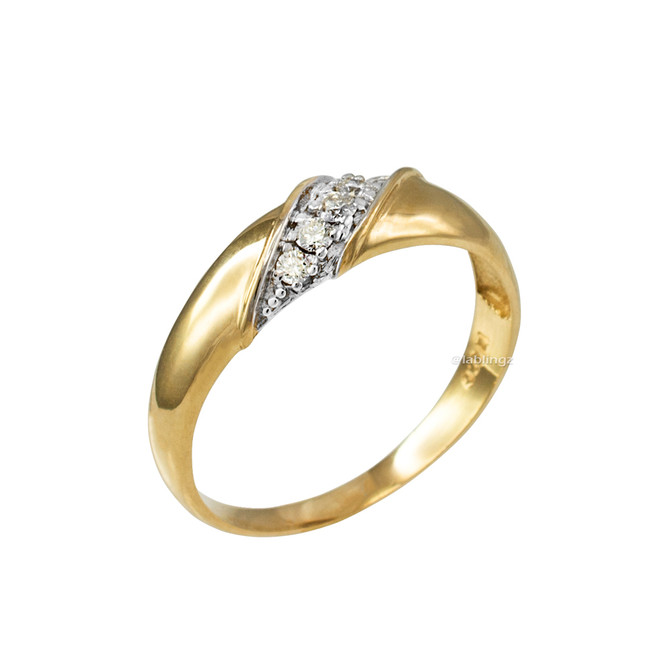 Diamond Wedding Ring Band Duo Set in Yellow Gold