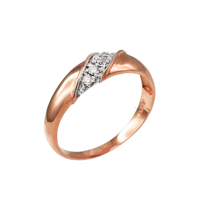 Diamond Wedding Ring Band Duo Set in Rose Gold