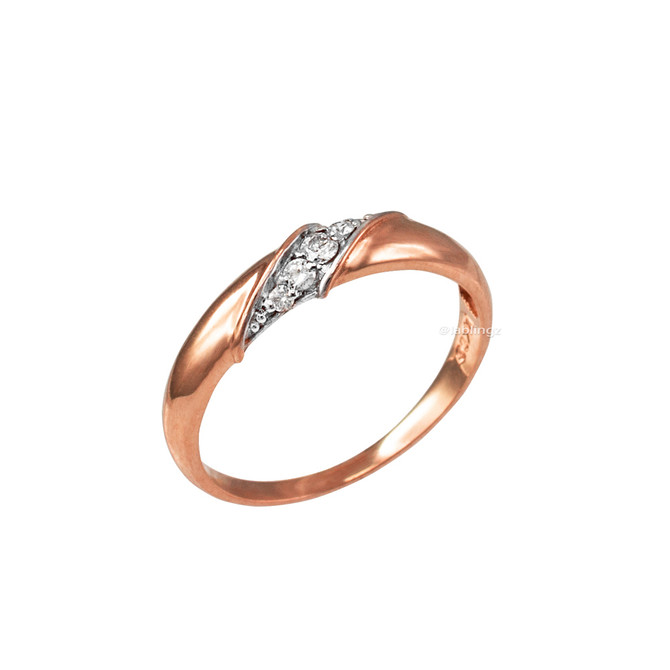 Diamond Wedding Ring Band Duo Set in Rose Gold