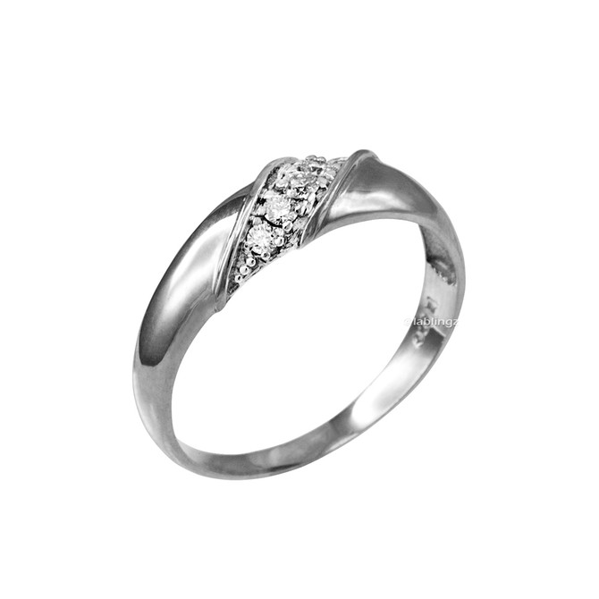 6MM Mens Diamond Wedding Band in White Gold