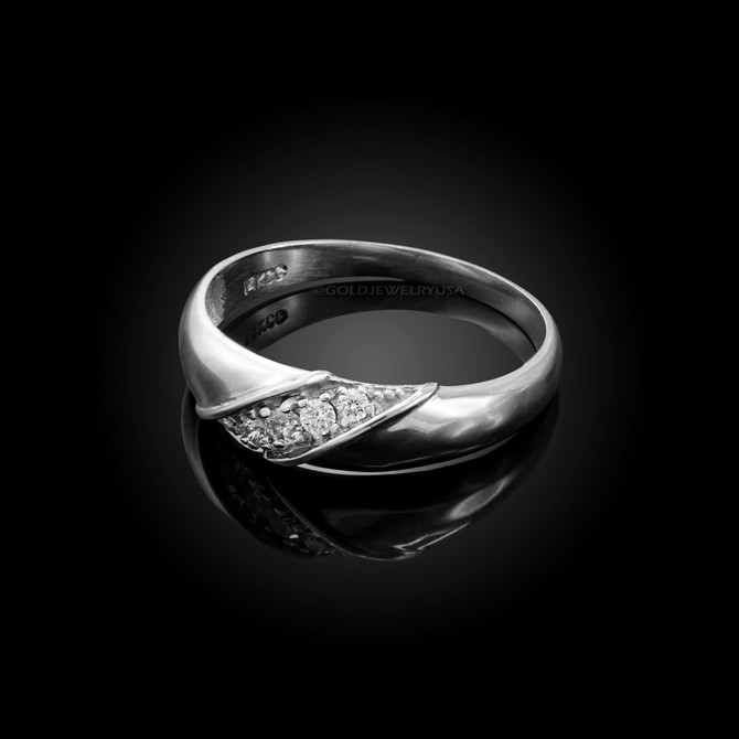 6MM Mens Diamond Wedding Band in White Gold