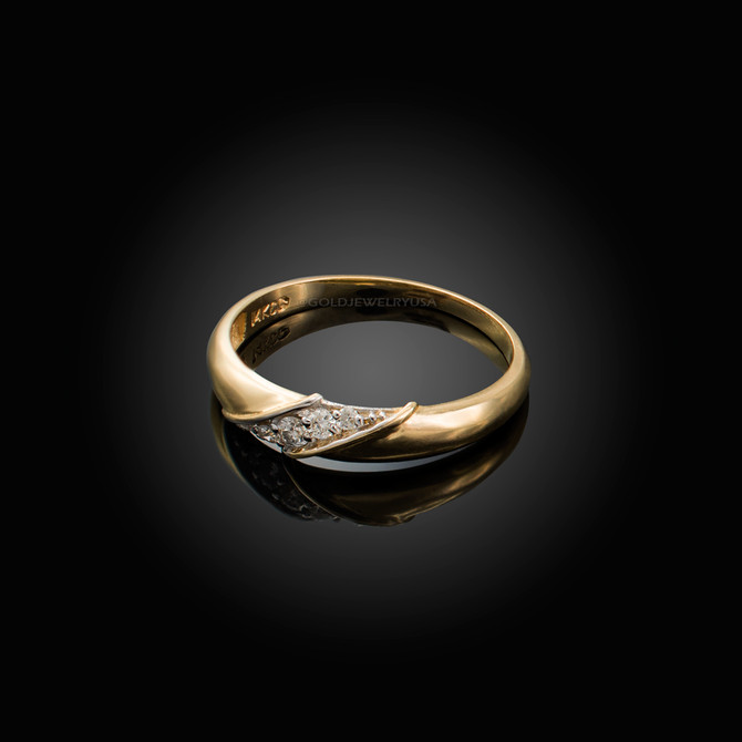 4MM Womens Diamond Wedding Band in Yellow Gold