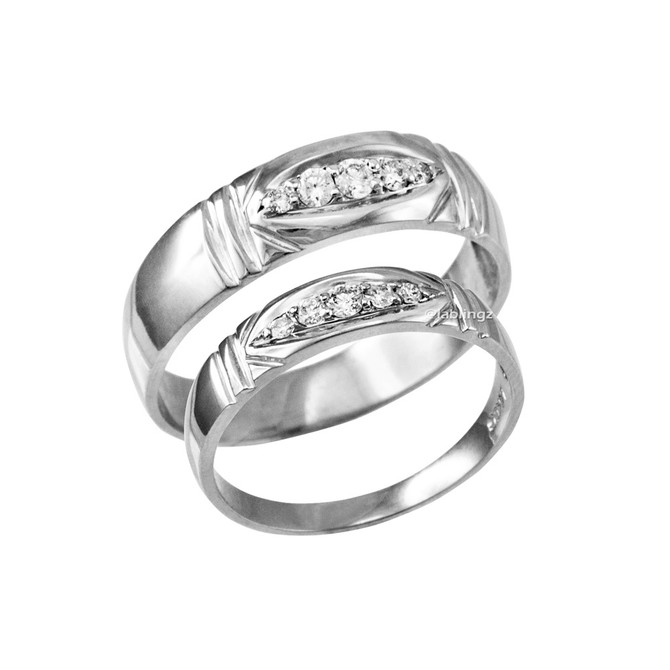 Diamond Wedding Ring Band Set in White Gold
