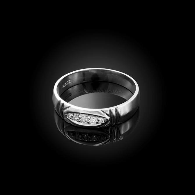 Diamond Wedding Ring Band Set in White Gold