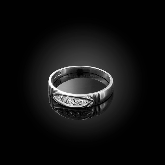 Diamond Wedding Ring Band Set in White Gold