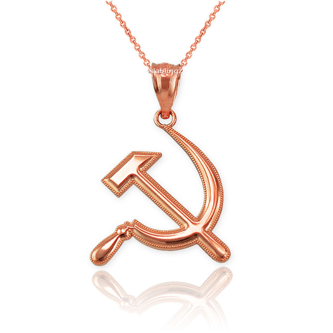 Rose Gold Hammer and Sickle Pendant Necklace