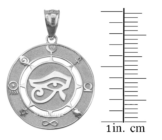 White Gold Eye of Horus Good Luck Amulet Pendant Necklace