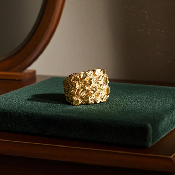 Yellow Gold Mens DC Nugget Ring