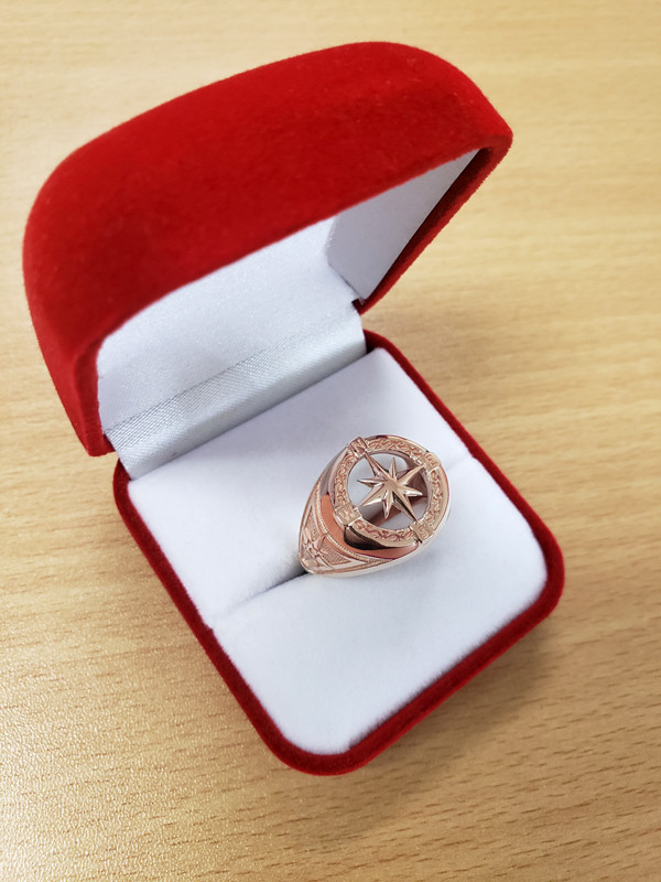 Mens Rose Gold Compass Ring