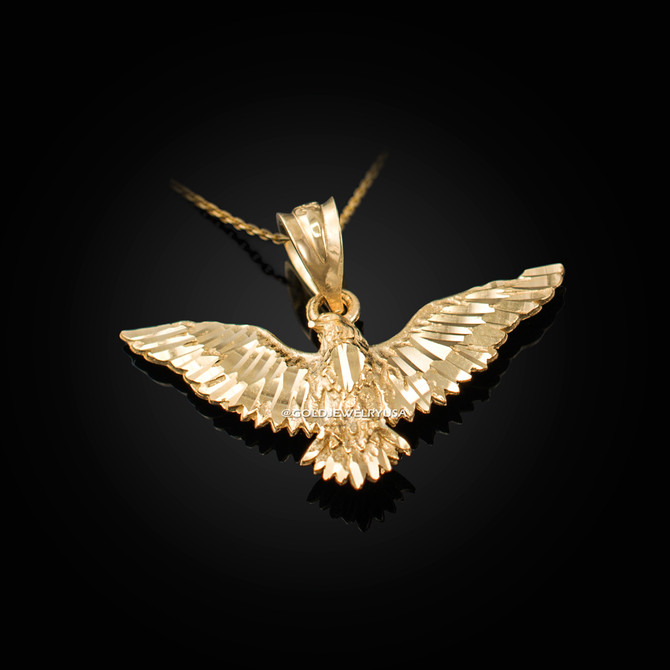Yellow Gold Falcon Eagle DC Pendant Necklace