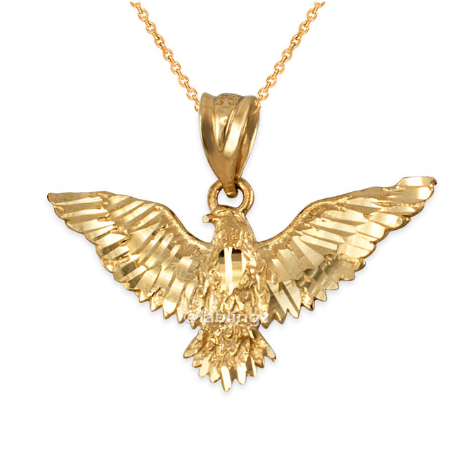 Yellow Gold Falcon Eagle DC Pendant Necklace