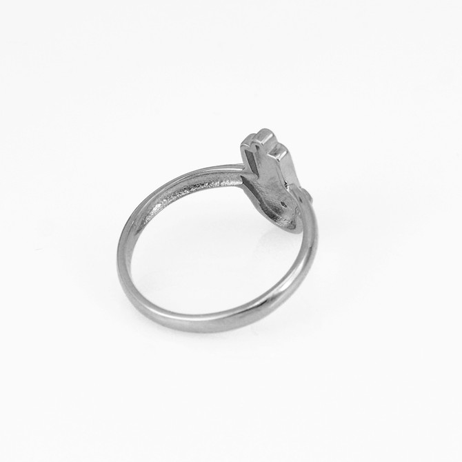 White Gold Hamsa Star of David Diamond Ring