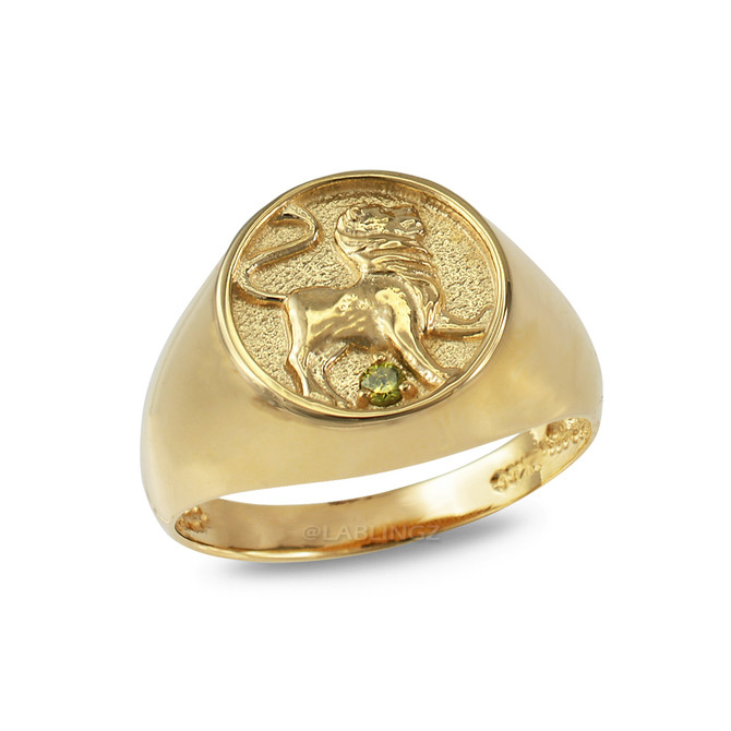 Yellow Gold Genuine Birthstone Zodiac Ring