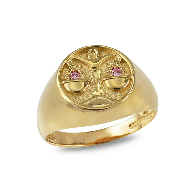 Yellow Gold Genuine Birthstone Zodiac Ring