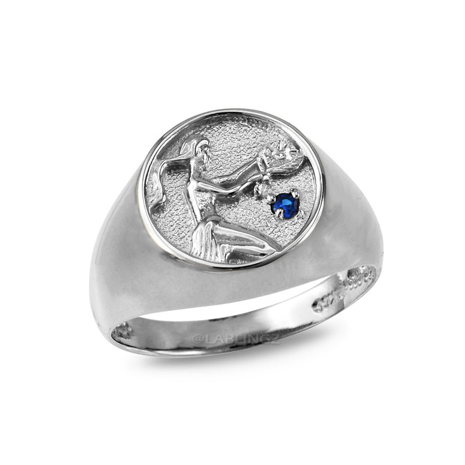 White Gold Genuine Birthstone Zodiac Ring