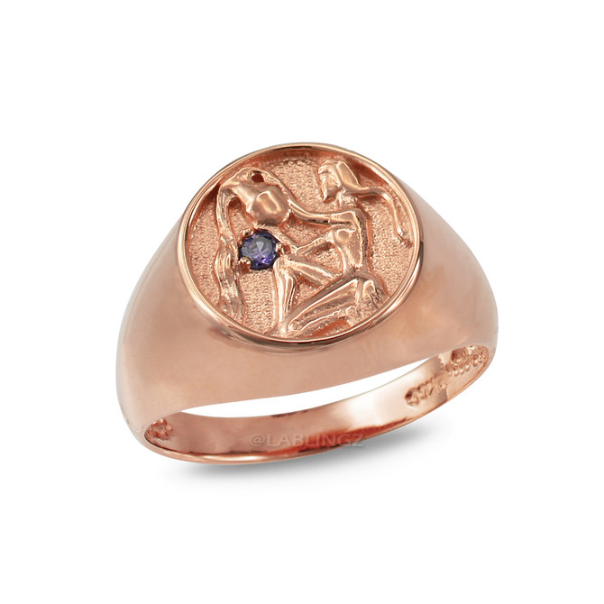 Rose Gold Genuine Birthstone Zodiac Ring