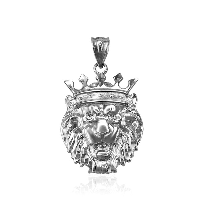 White Gold Lion King Charm Necklace