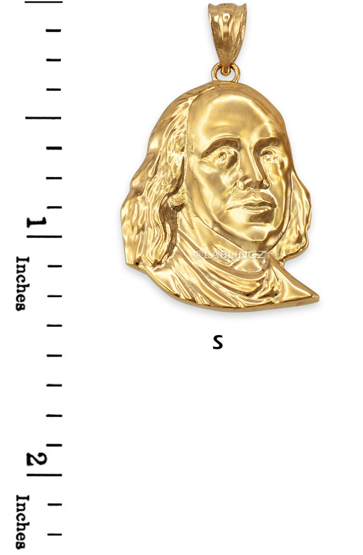 Yellow Gold Benjamin Franklin Pendant Necklace