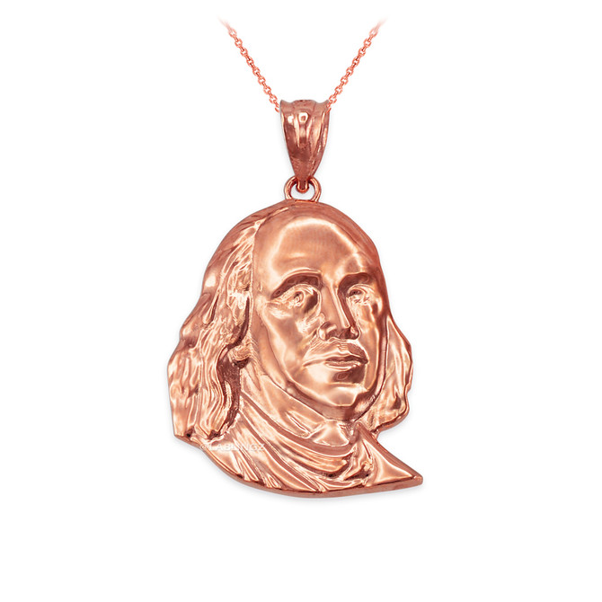 Rose Gold Benjamin Franklin Pendant Necklace