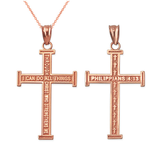 Rose Gold Reversible Christian Cross Pendant Necklace