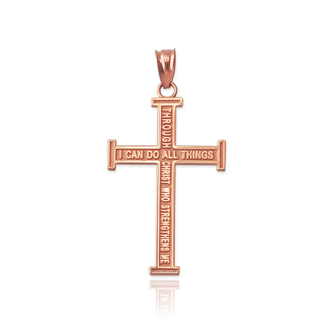 Rose Gold Reversible Christian Cross Pendant Necklace