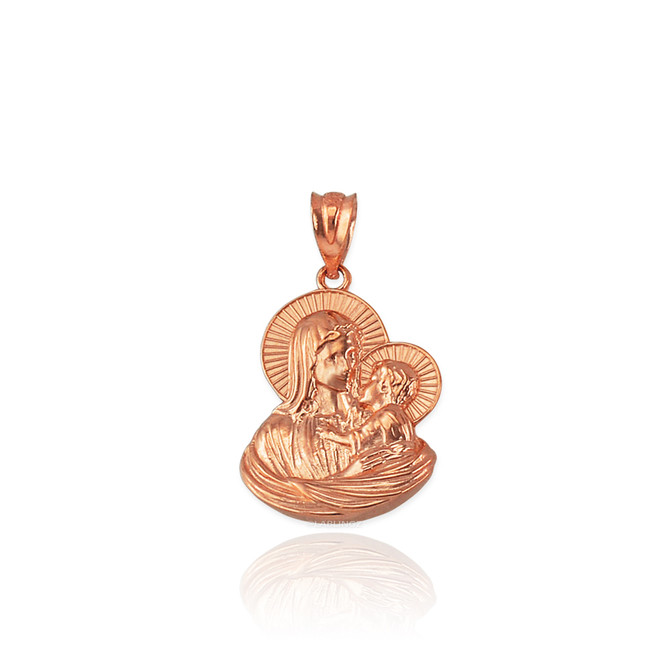 Rose Gold Virgin Mary Baby Jesus Charm Necklace (S/L)