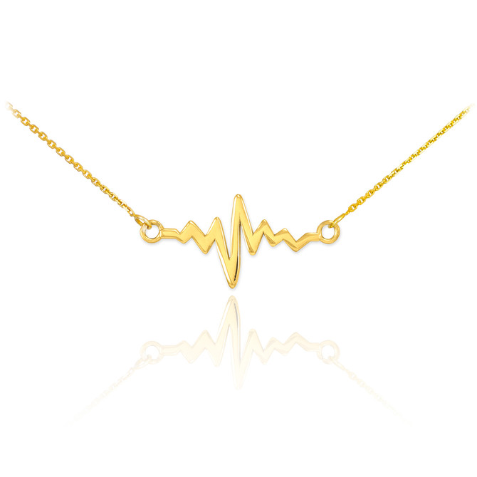 14K Polished Gold Heartbeat Pulse Necklace