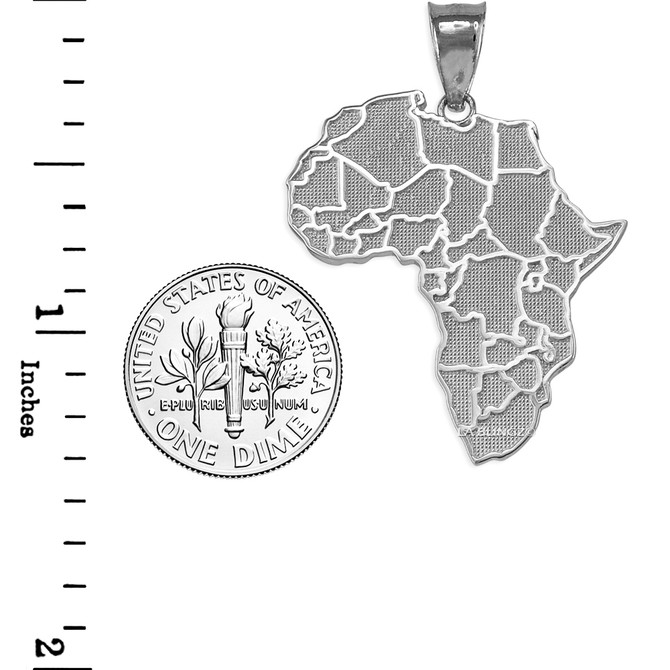 White Gold Africa Country Map Pendant Necklace