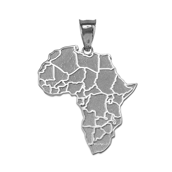 White Gold Africa Country Map Pendant Necklace