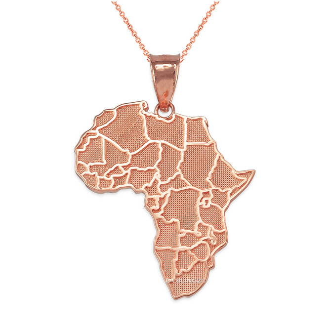 Rose Gold Africa Country Map Pendant Necklace