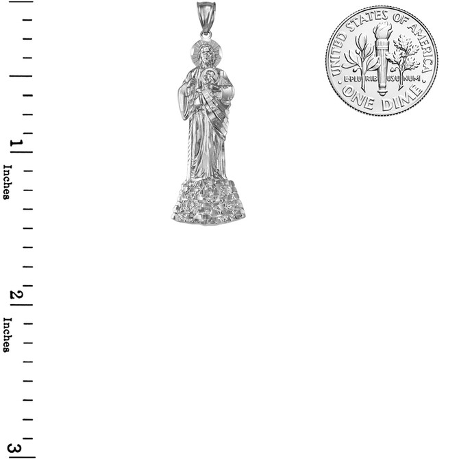 White Gold St. Jude Diamond-Cut Pendant Necklace