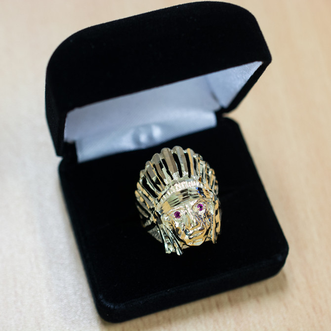 Yellow Gold DC Indian Chief CZ Ring
