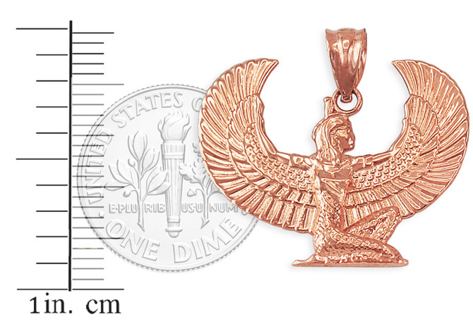 Rose Gold Egyptian Isis Winged Goddess Pendant Necklace