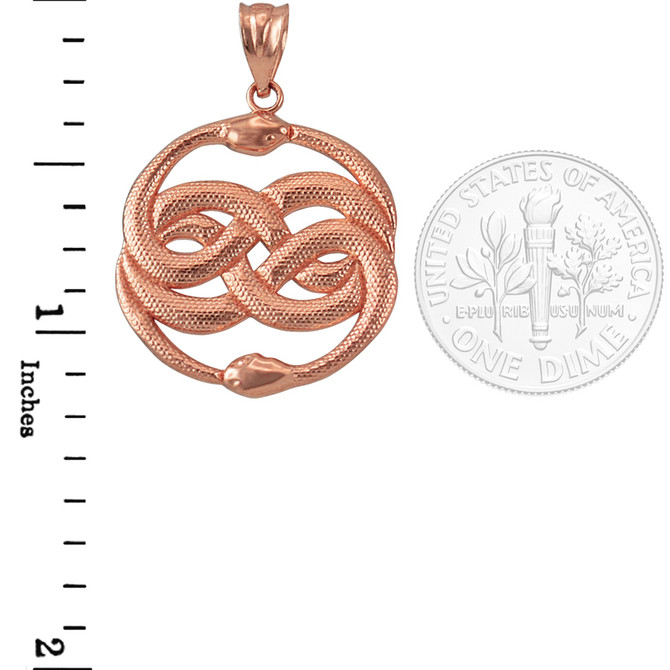 Rose Gold Double Infinity Ouroboros Snakes Pendant Necklace