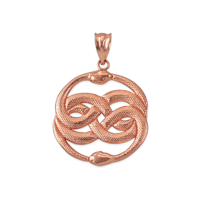 Rose Gold Double Infinity Ouroboros Snakes Pendant Necklace