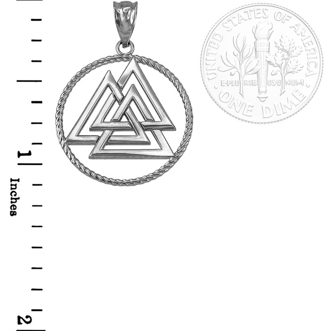 White Gold Viking Valknut Pendant Necklace