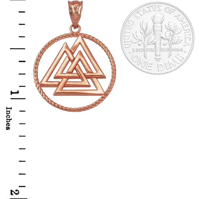 Rose Gold Viking Valknut Pendant Necklace