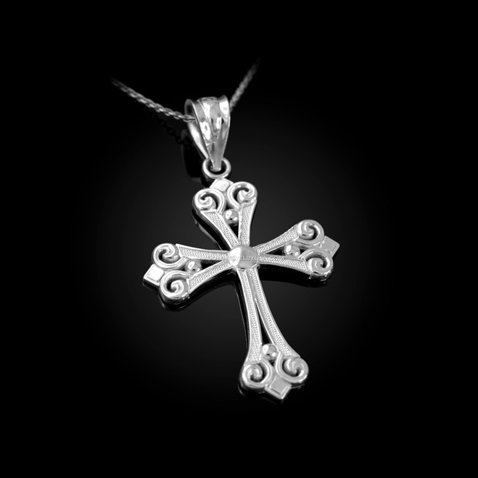 White Gold Elegant Cross Pendant Necklace